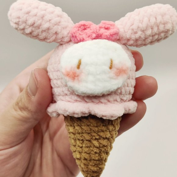 Handmade Amigurumi Crochet Sanrio My Melody Ice Cream Cone - Picture 8 of 12